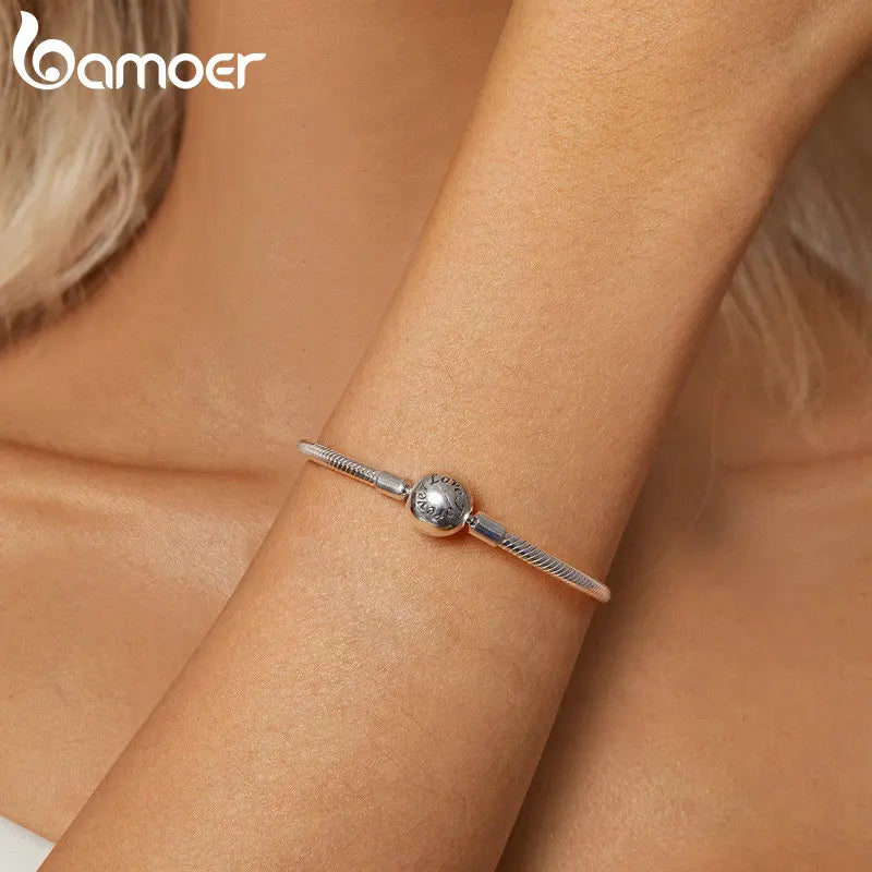 pulseira prata 925 com zircônia amor eterno - bamoer