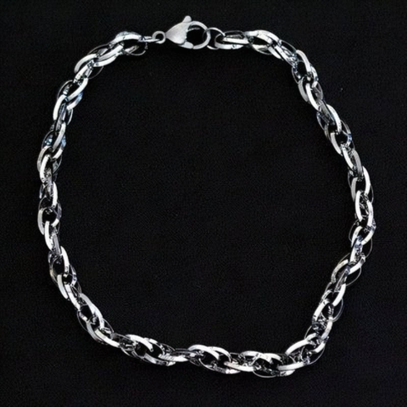 pulseira de aço inox elo oval duplo 21cm / 0.5cm