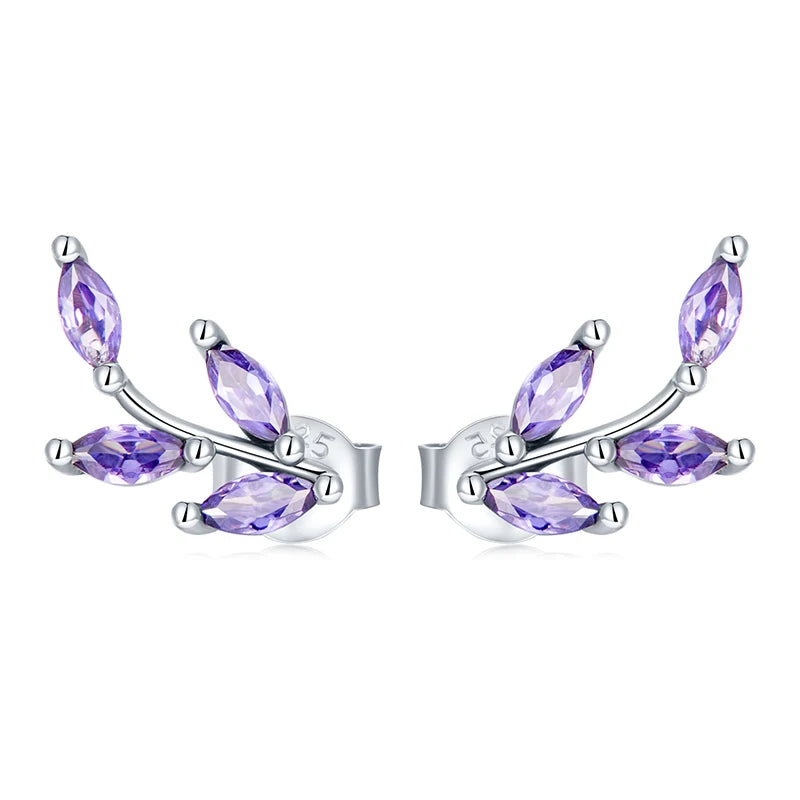 brincos de prata 925 com zircônia - bamoer
