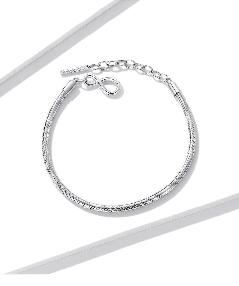 pulseira prata 925 infinito - bamoer