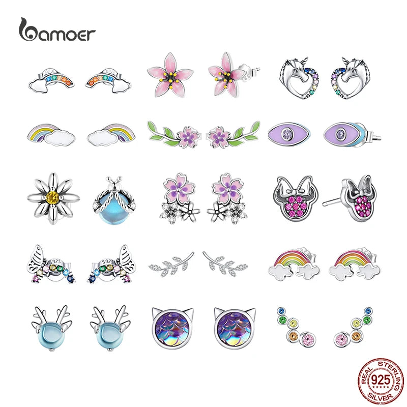 brincos de prata 925 com zircônia - bamoer