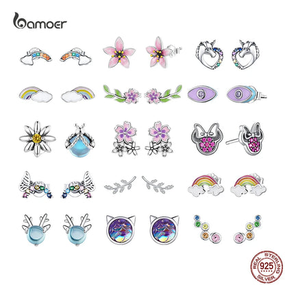 Brincos de Prata 925 com Zircônia - Bamoer