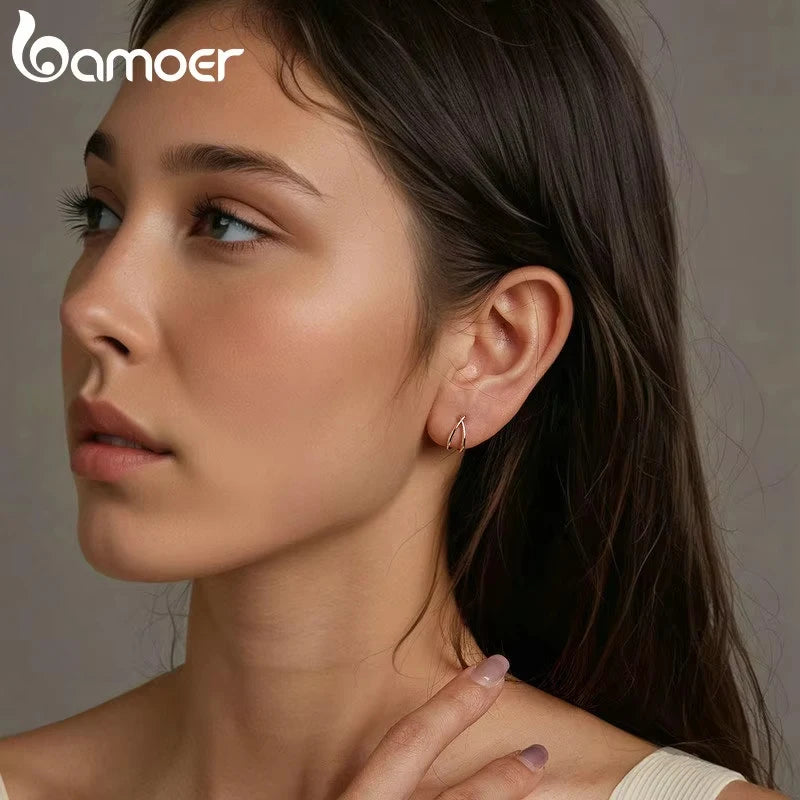 brinco prata 925 banhada ouro branco argola - bamoer