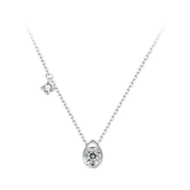 pingente prata 925 banhado a ouro branco moissanite pêra - bamoer