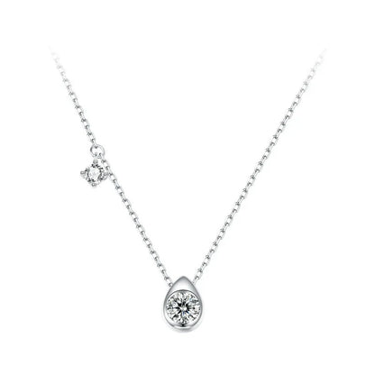 Pingente Prata 925 Banhado a Ouro Branco Moissanite Pêra - Bamoer