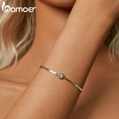 Pulseira Prata 925 Cravação Flutuante em Moissanite - Bamoer