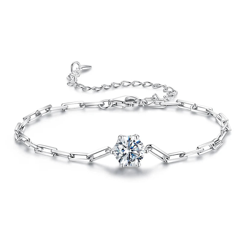 pulseira prata 925 em moissanite - bamoer