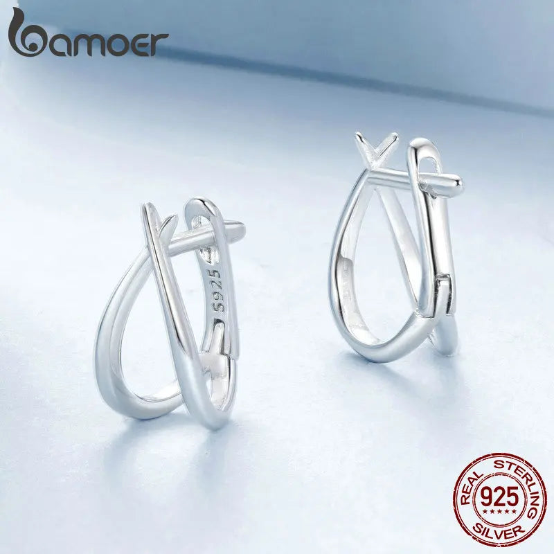 brinco prata 925 banhada ouro branco argola - bamoer