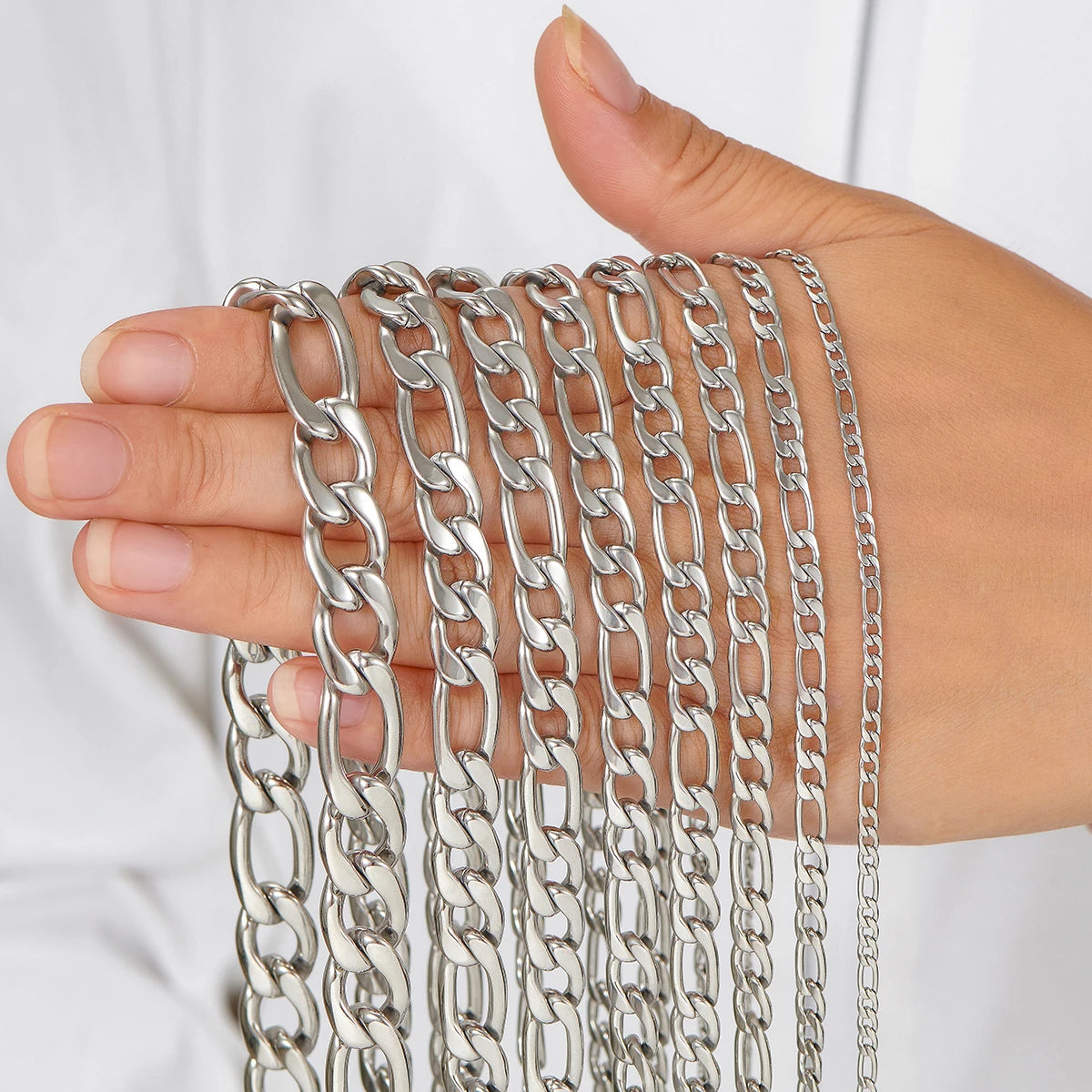 corrente aço inox em elos fígaro