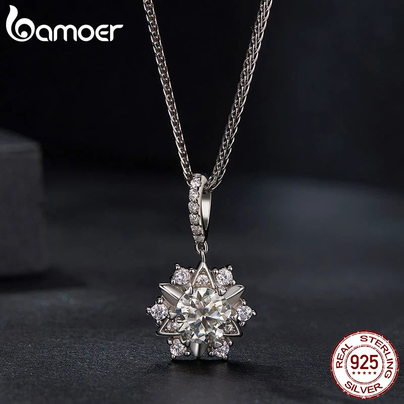 colar prata 925 com pingente estrela em moissanite - bamoer