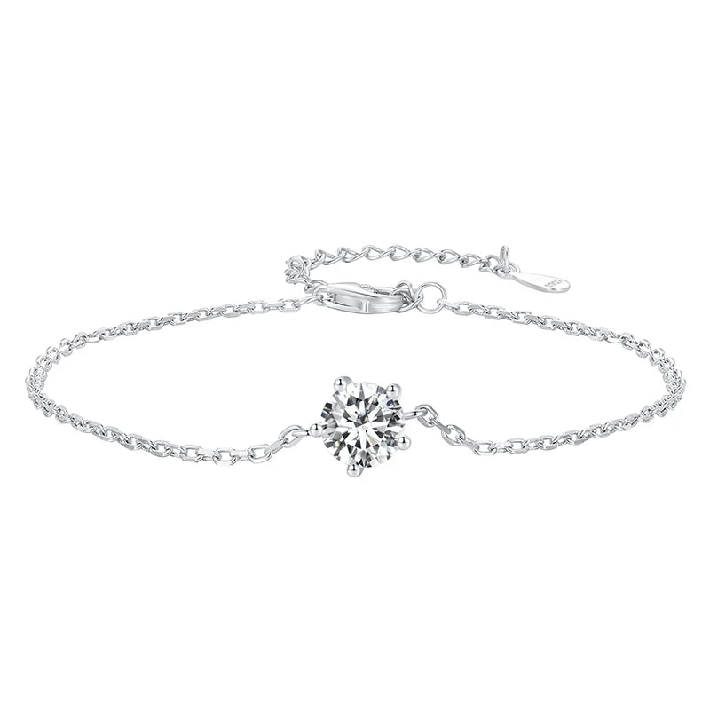 pulseira de moissanite 1ct em prata 925 - bamoer