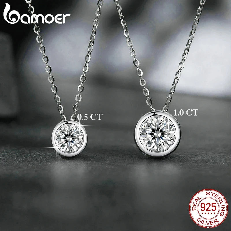 colar prata 925 solitário em moissanite - bamoer