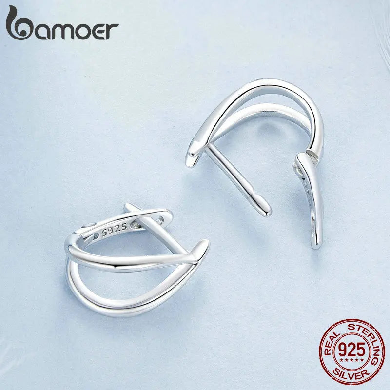 brinco prata 925 banhada ouro branco argola - bamoer