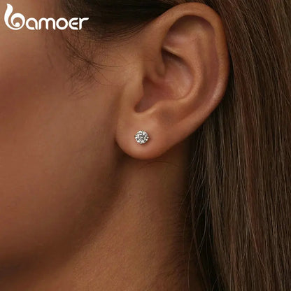 Brincos Prata 925 Moissanite Solitários  - Bamoer