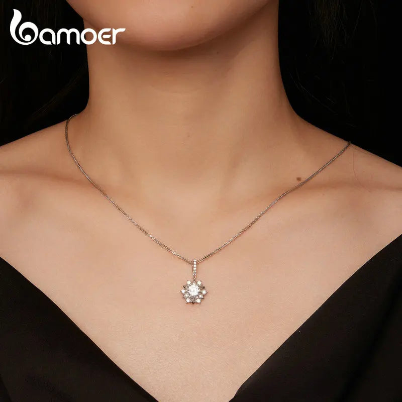 colar prata 925 com pingente estrela em moissanite - bamoer