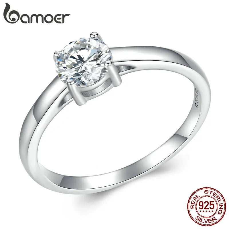anel prata 925 solitário em moissanite - bamoer