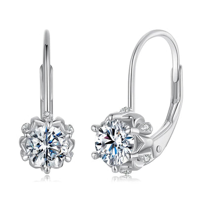 Brincos Florais Prata 925 Moissanite - Bamoer