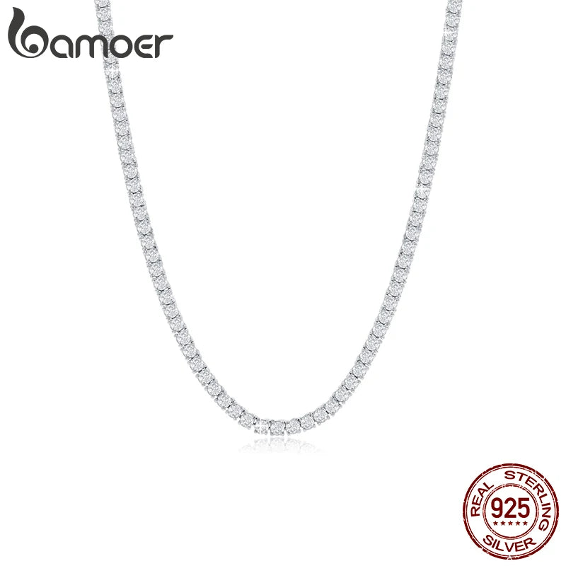 choker prata 925 com zircônia - bamoer