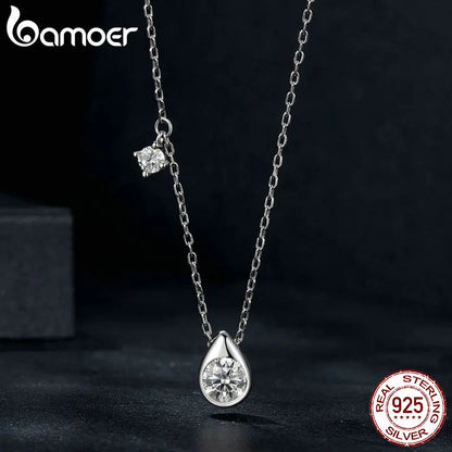 Pingente Prata 925 Banhado a Ouro Branco Moissanite Pêra - Bamoer