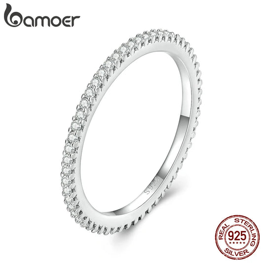 Anel de Prata 925 com Moissanite Eternidade - Bamoer