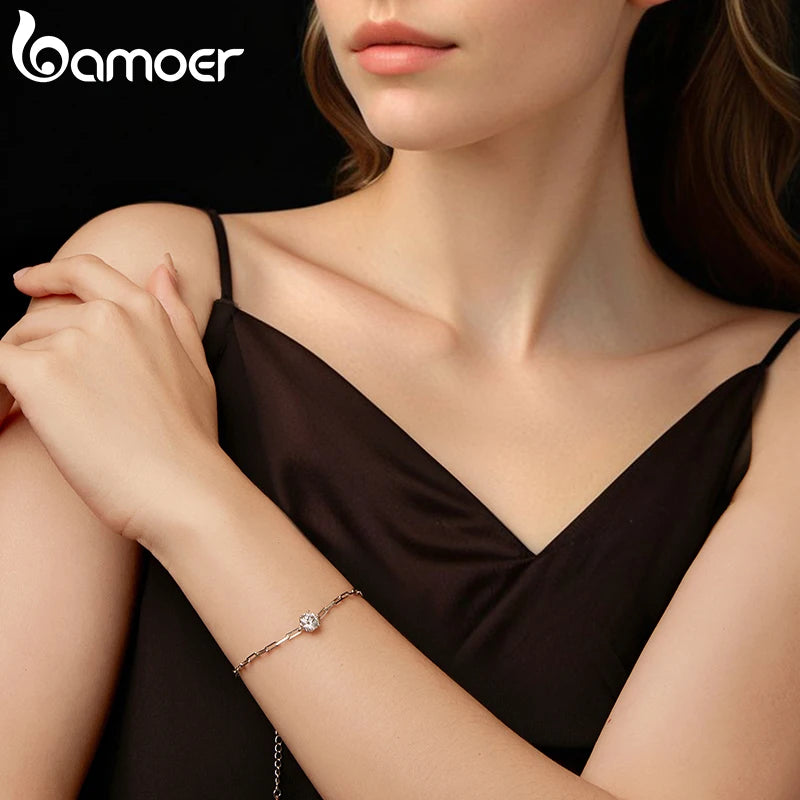 pulseira prata 925 em moissanite - bamoer
