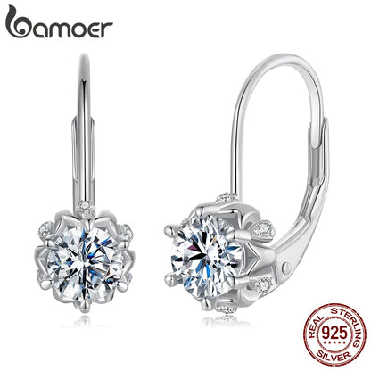Brincos Florais Prata 925 Moissanite - Bamoer