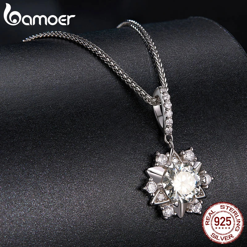 colar prata 925 com pingente estrela em moissanite - bamoer