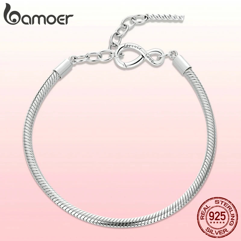 pulseira prata 925 infinito - bamoer
