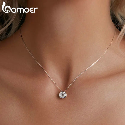 Colar Prata 925 Solitário em Moissanite - Bamoer