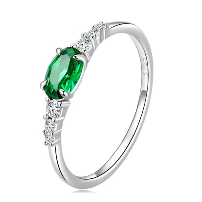Anel Prata 925 com Zircônia Verde - Bamoer