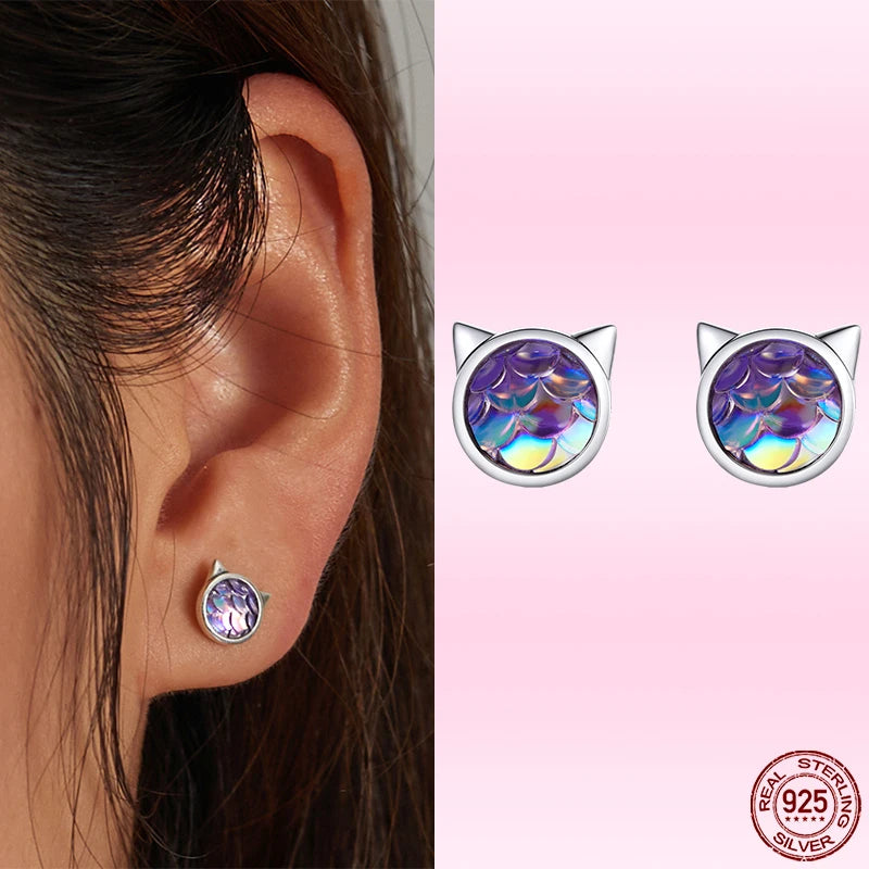 brincos de prata 925 com zircônia - bamoer