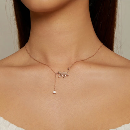 Colar Prata 925 com Gato - Bamoer