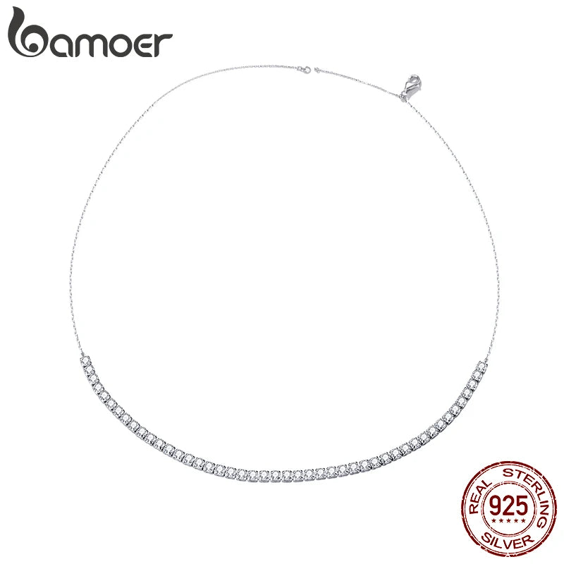 choker prata 925 frontal com zircônia - bamoer