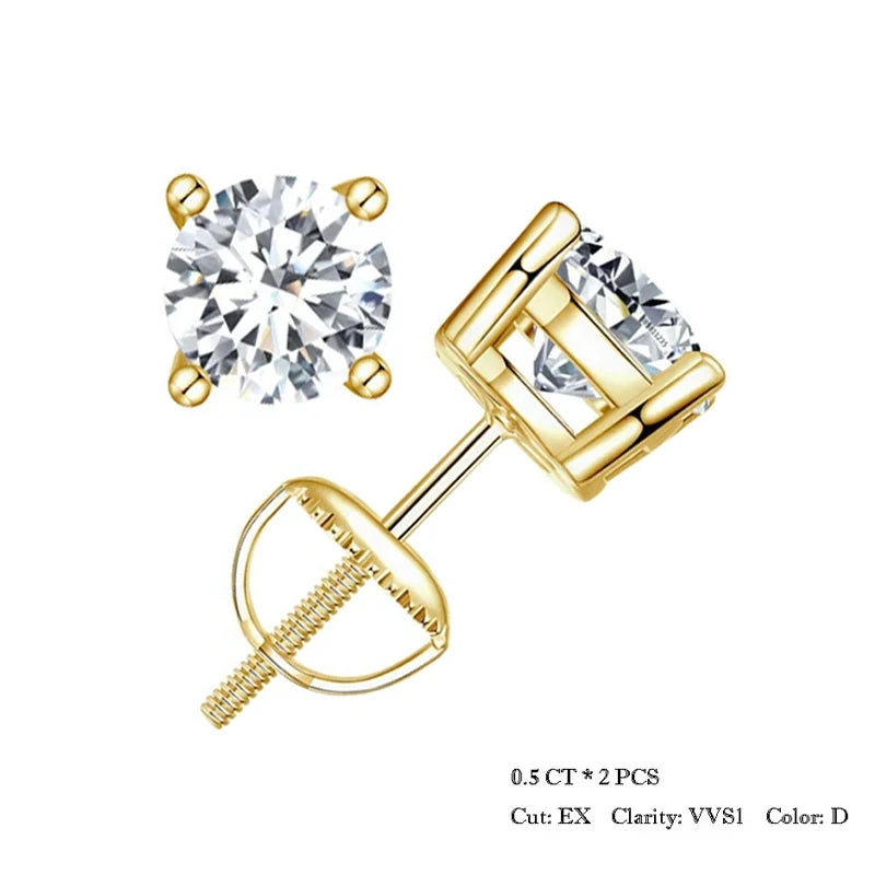 brinco de moissanite solitário - bamoer