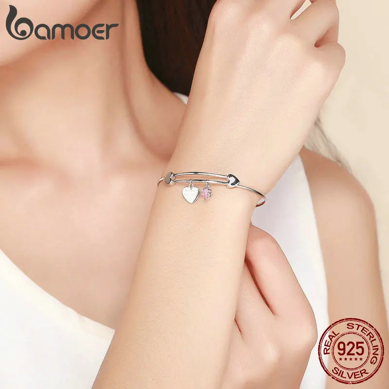 pulseira prata 925 modelo bangle - bamoer