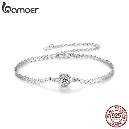 Pulseira Prata 925 Cravação Flutuante em Moissanite - Bamoer