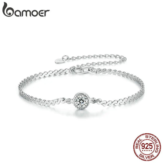 Pulseira Prata 925 Cravação Flutuante em Moissanite - Bamoer