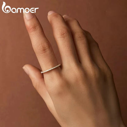 Anel de Prata 925 com Moissanite Eternidade - Bamoer
