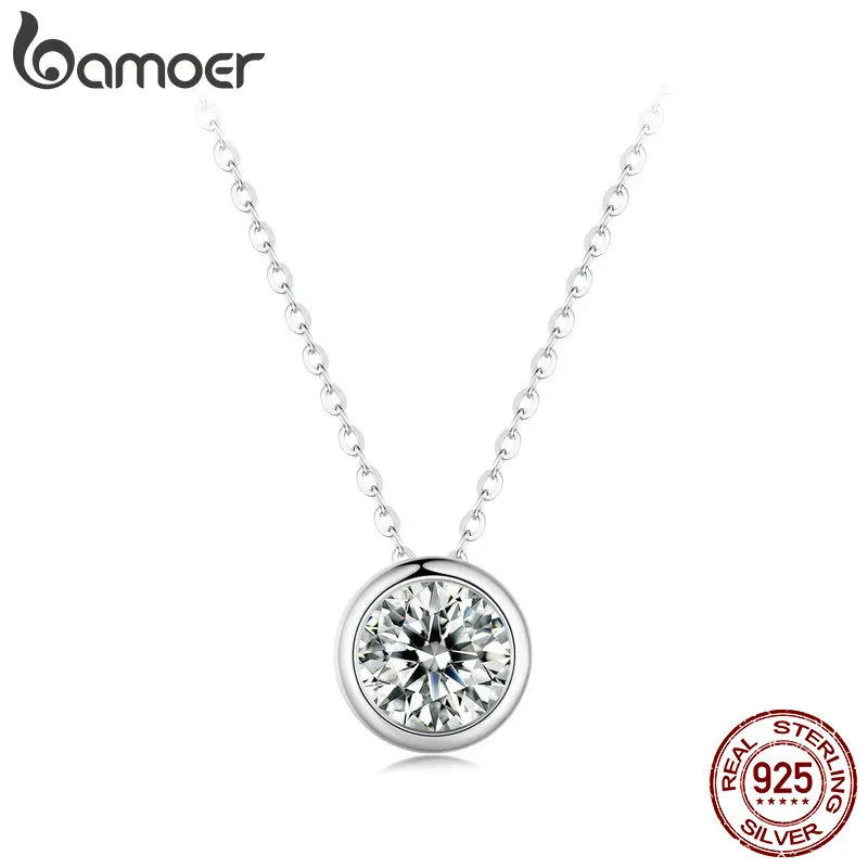 colar prata 925 solitário em moissanite - bamoer