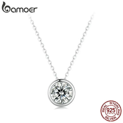 Colar Prata 925 Solitário em Moissanite - Bamoer