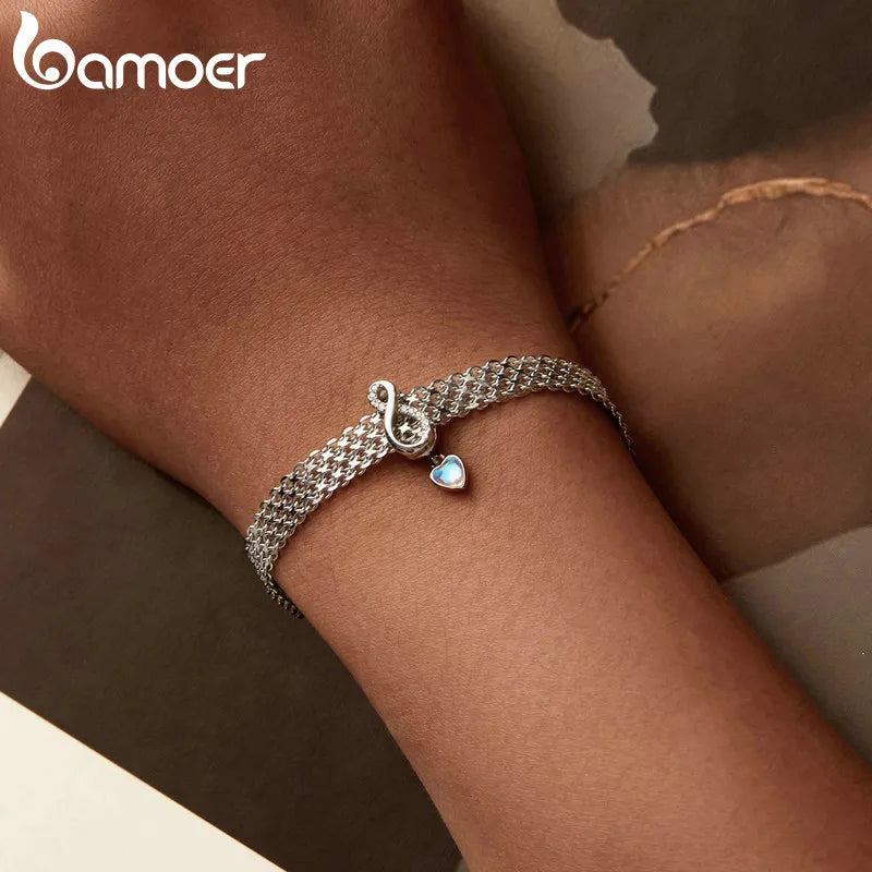 pulseira prata 925 infinito - bamoer