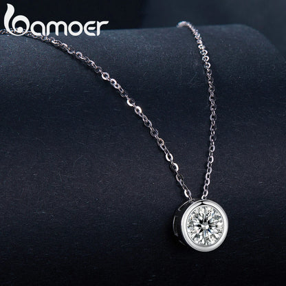 Colar Prata 925 Solitário em Moissanite - Bamoer