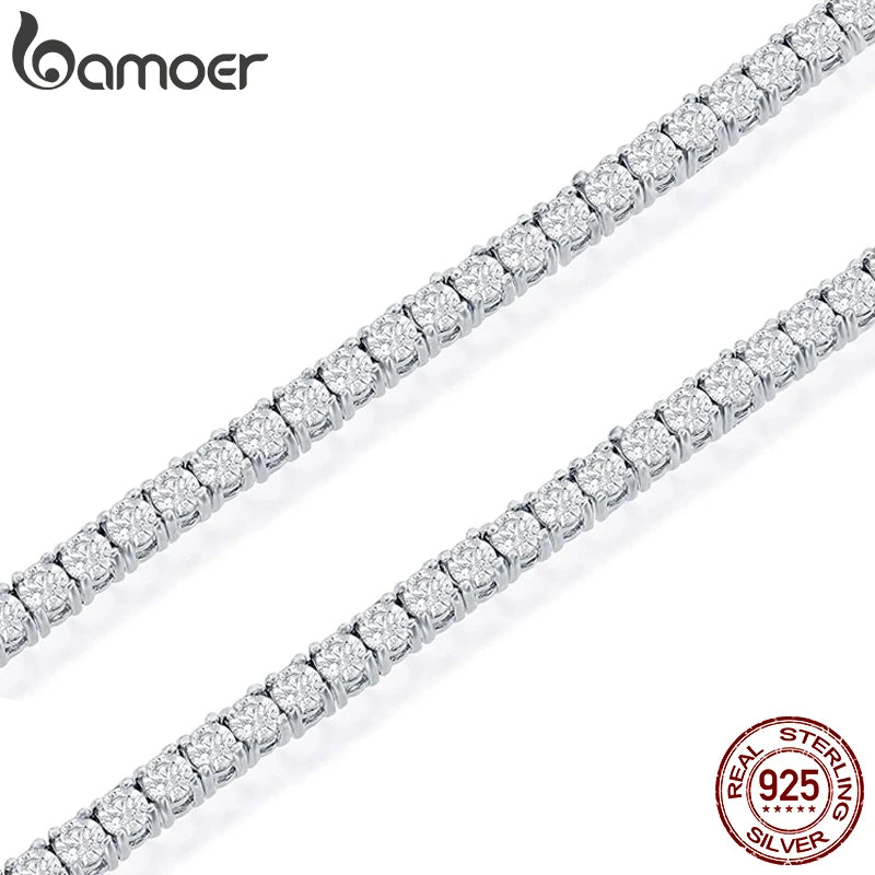 choker prata 925 com zircônia - bamoer