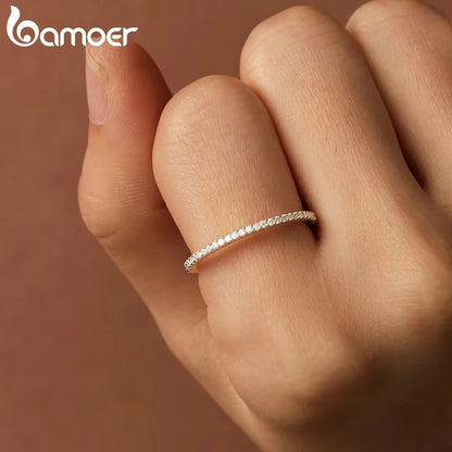 Anel de Prata 925 com Moissanite Eternidade - Bamoer