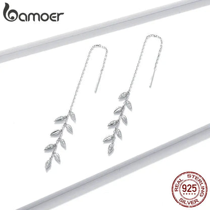 Brincos Prata 925 Espiga de Trigo Esmaltadas - Bamoer