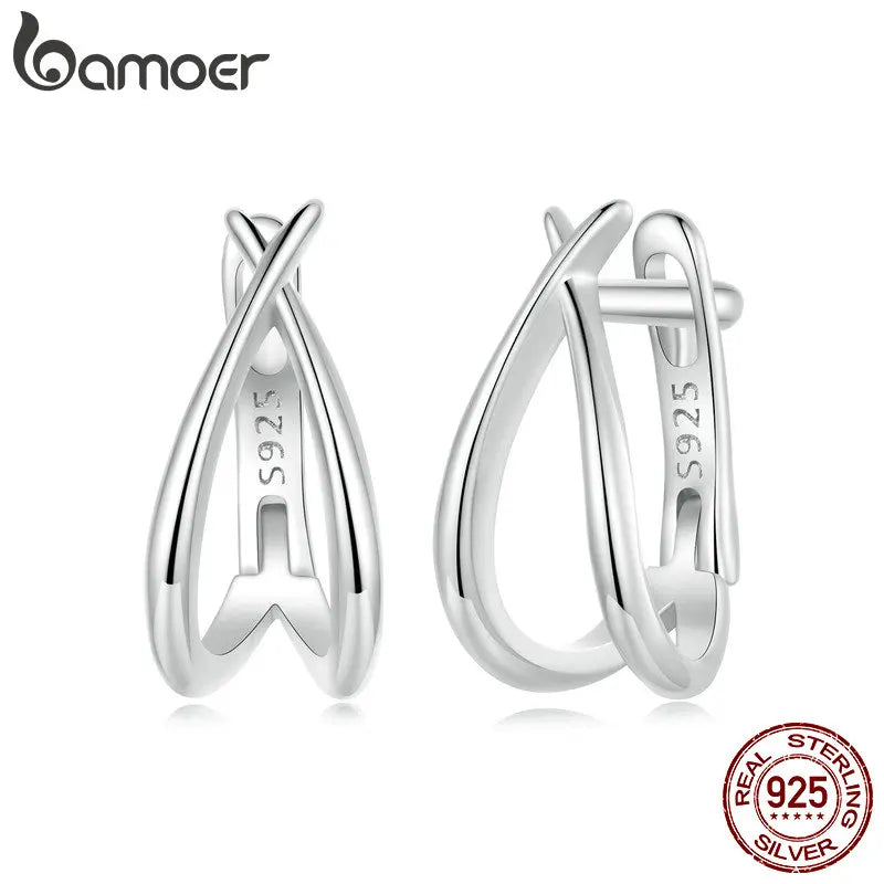 brinco prata 925 banhada ouro branco argola - bamoer