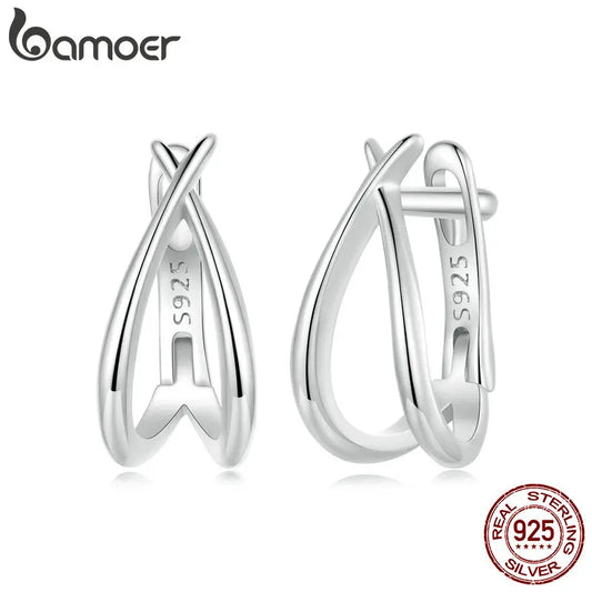 Brinco Prata 925 Banhada Ouro Branco Argola - Bamoer