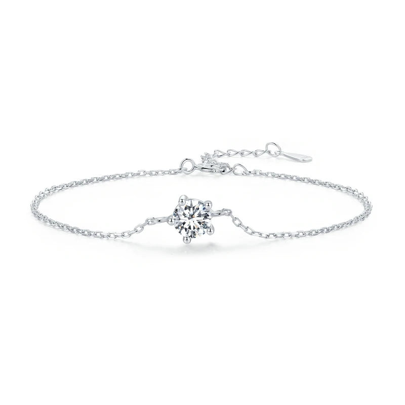 pulseira de moissanite 1ct em prata 925 - bamoer