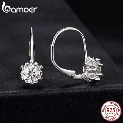 Brincos Florais Prata 925 Moissanite - Bamoer