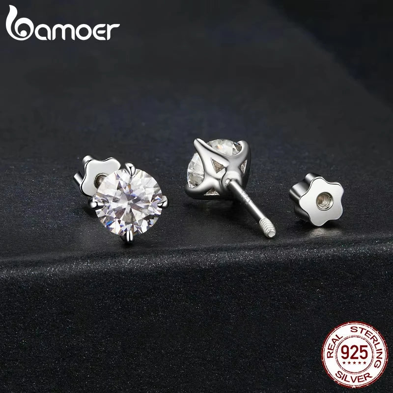 brincos prata 925 moissanite solitários  - bamoer